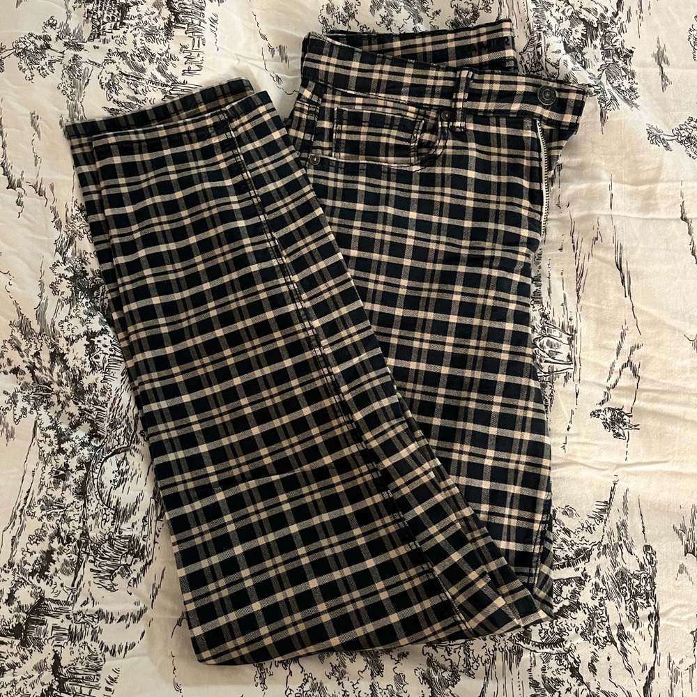 American Eagle Stretch Plaid Straight Leg Pants 8